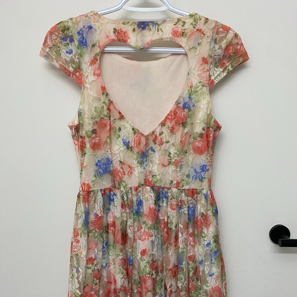 Open heart shaped back floral dress